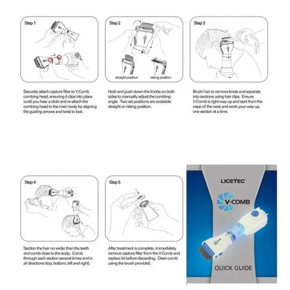 V Comb Head Lice Machine With 4 Filter Electric Anti Lice Machine For Hair Boys And Girls