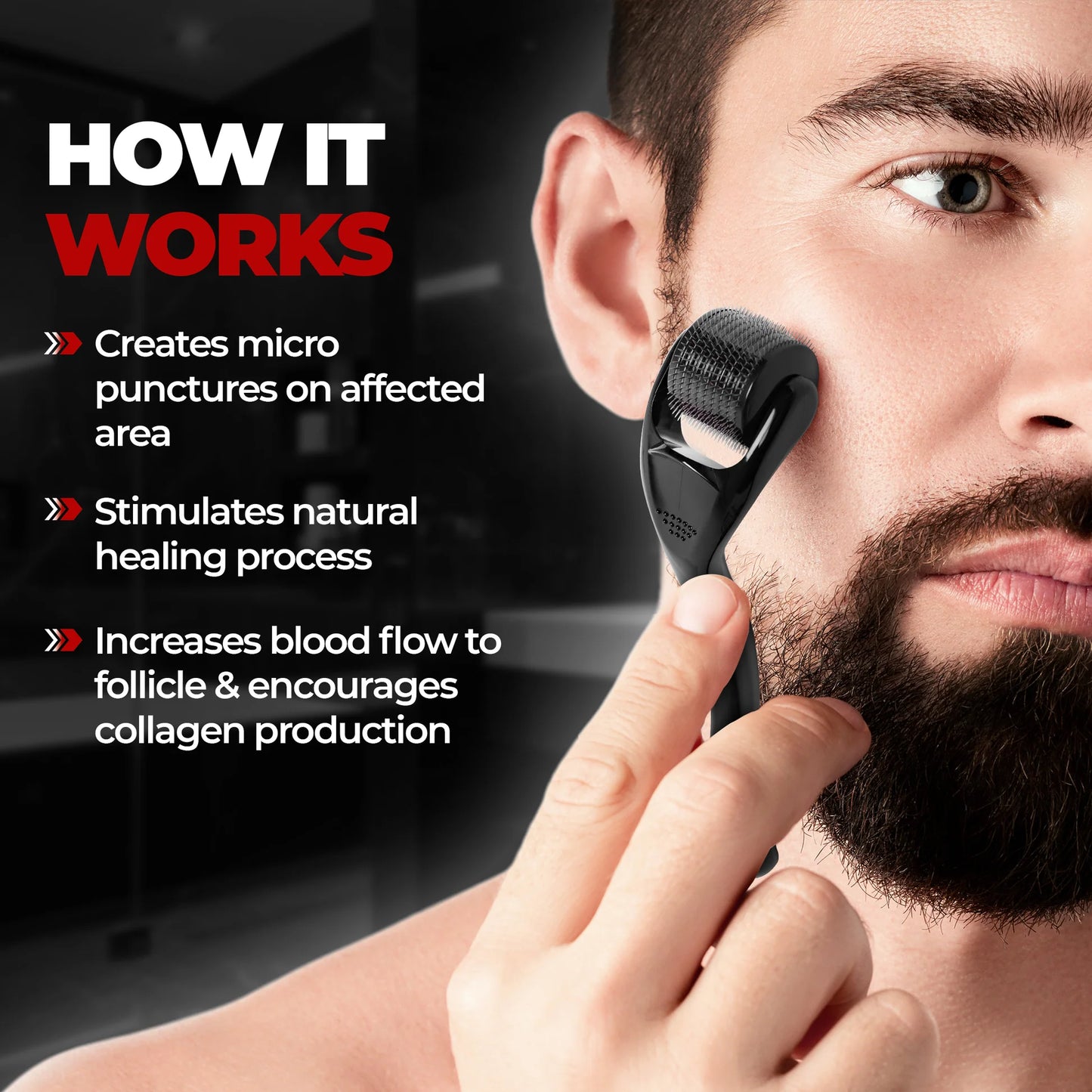 Derma Roller 0.5 Mm Hair Regrowth Beard Growth Anti Hair Loss Treatment Thinning