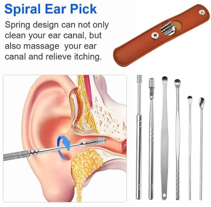 Ear Wax Cleaning Kit, 6 Pcs Ear Pick Tools
