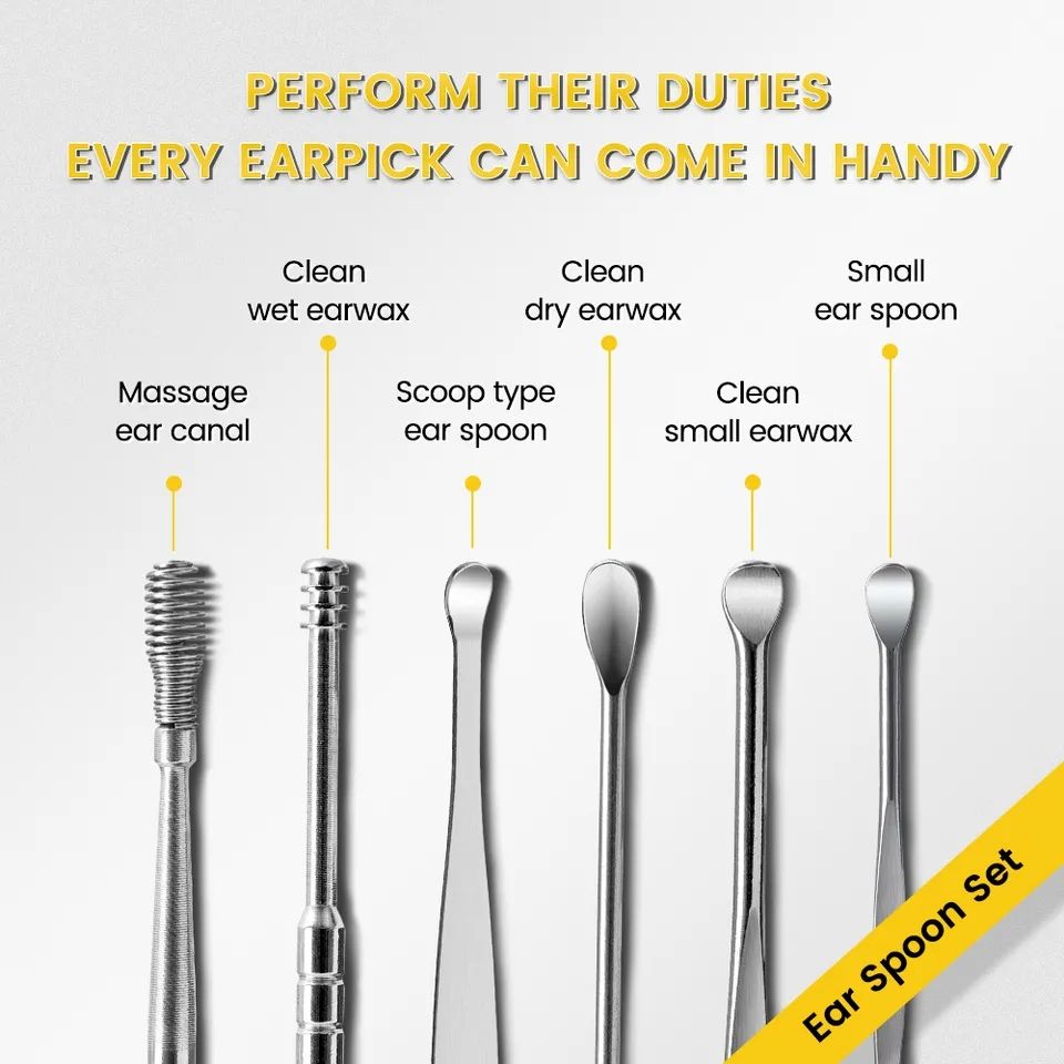 Ear Wax Cleaning Kit, 6 Pcs Ear Pick Tools