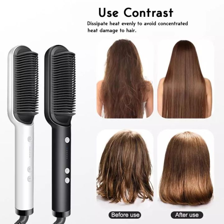 highly best quality Professional Electric Hair Brush Straightener Heating Combs Hair Styler Curling Iron 909 by Fusion collection