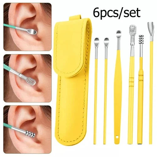 Ear Wax Cleaning Kit I 6 Pcs Ear Pick Tools I Wax Removal Kit I Ear Cleaning Tool Set I Spring Earwax Cleaner I Ear Cleaner for Adults I Ear Cleaning Kit for Kids I Multicolor Earwax Remover I Reusable Ear Cleaning Tools